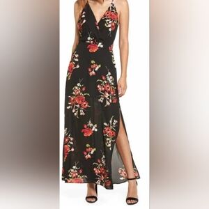 Lush Floral Black Maxi Dress